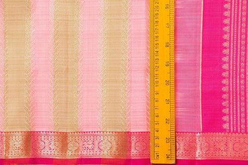 Pink And Beige Kanchipuram Silk Saree With Small Border Handwoven Pure Silk For Festive Wear PV NYC 1010