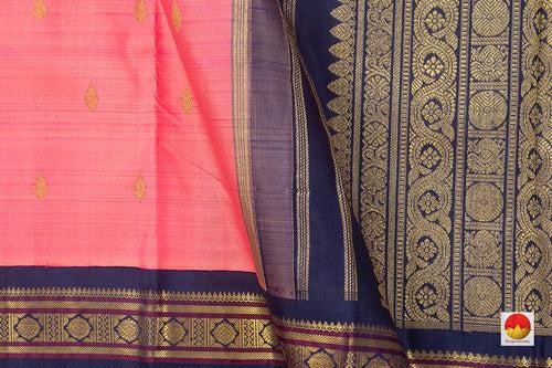 Pink And Blue Kanchipuram Silk Saree With Medium Border Handwoven Pure Silk For Wedding Wear PV NYC 1035