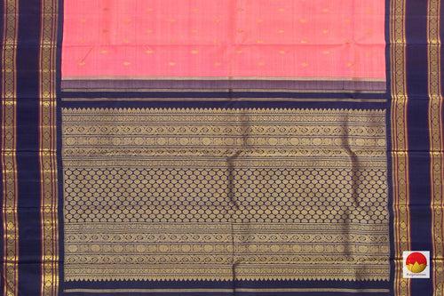 Pink And Blue Kanchipuram Silk Saree With Medium Border Handwoven Pure Silk For Wedding Wear PV NYC 1035