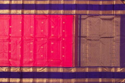 Pink And Blue Vairaoosi Kanchipuram Silk Saree With Medium Rettai Pettu Border Handwoven Pure Silk For Wedding Wear PV J 567