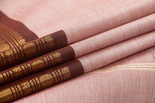 Pink And Brown Kanchi Cotton Saree For Office Wear PV NYC KC 1078