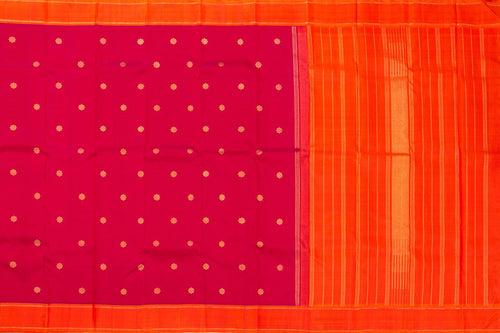 Pink And Orange Kanchipuram Silk Saree With Small Border Handwoven Pure Silk For Wedding Wear PV NYC 1016