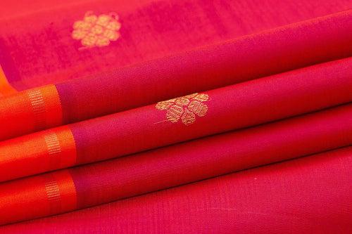 Pink And Orange Kanchipuram Silk Saree With Small Border Handwoven Pure Silk For Wedding Wear PV NYC 1016