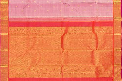 Pink And Red Kanchipuram Silk Saree With Medium Border Handwoven Pure Silk For Festive Wear PV J 404