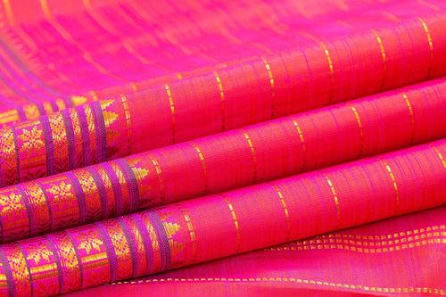 Pink Kanchipuram Silk Saree With Small Border Handwoven Pure Silk For Wedding Wear PV NYC 1036