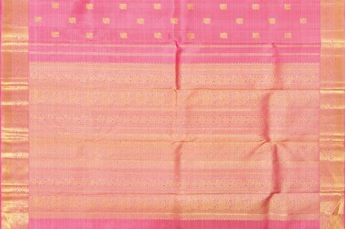 Pink With Peacock Motifs Kanchipuram Silk Saree With Small Border Handwoven Pure Silk For Wedding Wear PV NYC 999