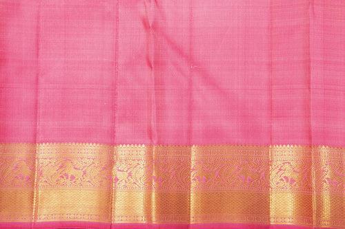 Pink With Peacock Motifs Kanchipuram Silk Saree With Small Border Handwoven Pure Silk For Wedding Wear PV NYC 999