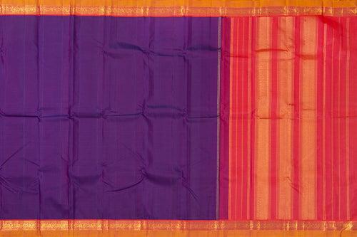 Purple And Pink Kanchipuram Silk Saree With Short Border Handwoven Pure Silk For Festive Wear PV J 359