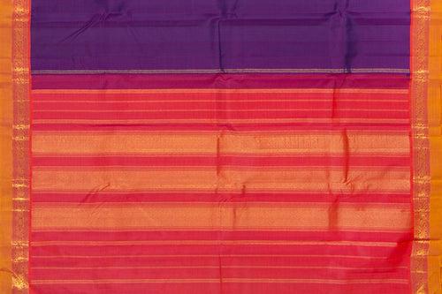 Purple And Pink Kanchipuram Silk Saree With Short Border Handwoven Pure Silk For Festive Wear PV J 359