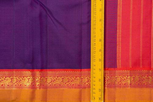 Purple And Pink Kanchipuram Silk Saree With Short Border Handwoven Pure Silk For Festive Wear PV J 359