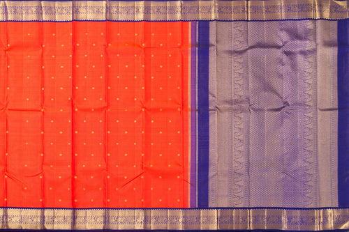 Red And Blue Kanchipuram Vairaoosi Silk Saree With Medium Border Handwoven Pure Silk For Wedding Wear PV NYC 1053