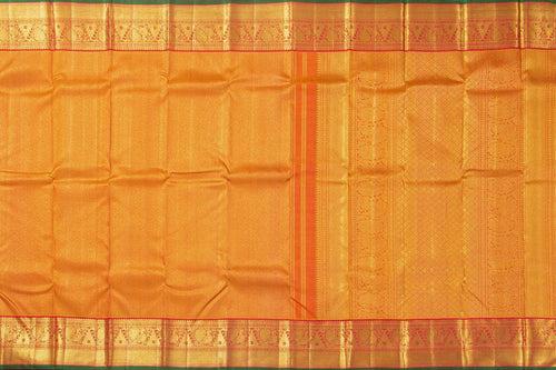 Red And Gold Zari Kanchipuram Silk Saree With Medium Border Handwoven Pure Silk For Wedding Wear PV NYC 1091