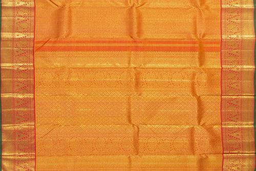 Red And Gold Zari Kanchipuram Silk Saree With Medium Border Handwoven Pure Silk For Wedding Wear PV NYC 1091