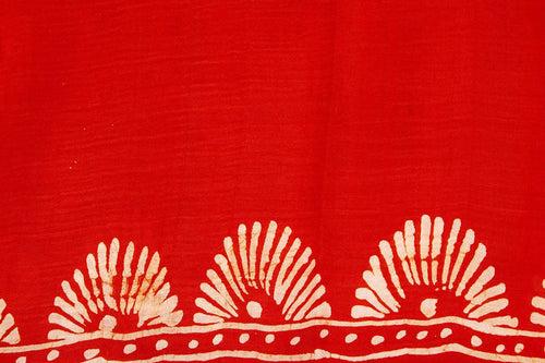 Red Floral Design Lightweight Batik Silk Saree Handwoven Pure Silk For Office Wear PB 318