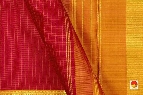 Red Kanchipuram Silk Saree With Medium Border Handwoven Pure Silk For Wedding Wear PV NYC 1034