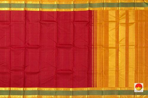 Red Kanchipuram Silk Saree With Medium Border Handwoven Pure Silk For Wedding Wear PV NYC 1034