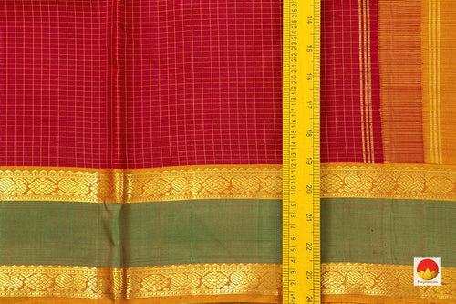 Red Kanchipuram Silk Saree With Medium Border Handwoven Pure Silk For Wedding Wear PV NYC 1034