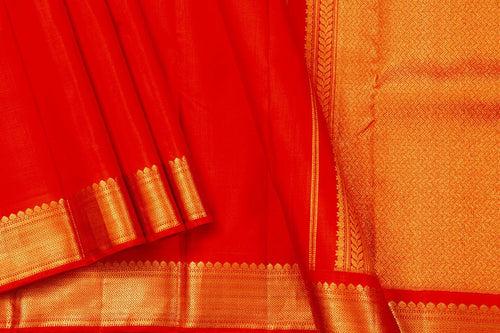 Red Kanchipuram Silk Saree With Short Border Handwoven Pure Silk For Festive Wear PV AR 259