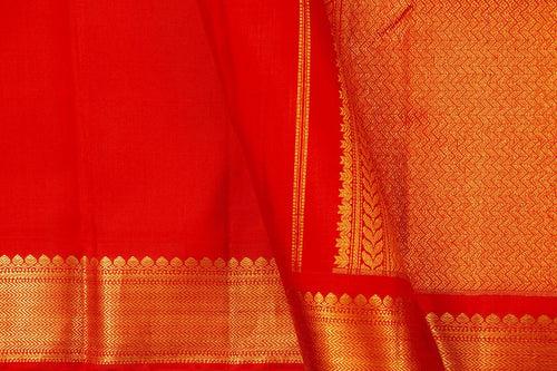 Red Kanchipuram Silk Saree With Short Border Handwoven Pure Silk For Festive Wear PV AR 259