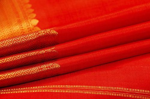 Red Kanchipuram Silk Saree With Short Border Handwoven Pure Silk For Festive Wear PV AR 259