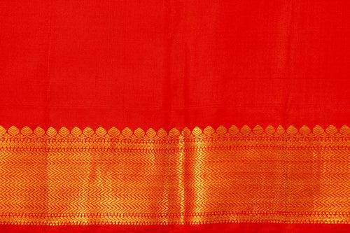 Red Kanchipuram Silk Saree With Short Border Handwoven Pure Silk For Festive Wear PV AR 259