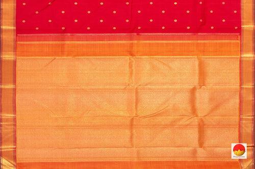 Red Kanchipuram Silk Saree With Small Border Handwoven Pure Silk For Wedding Wear PV NYC 1086