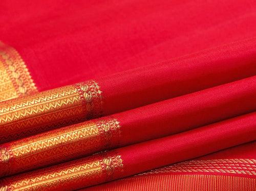 Red Kanchipuram Silk Saree With Small Border Handwoven Pure Silk For Wedding Wear PV NYC 1086
