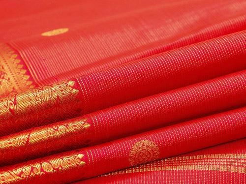 Red Kanchipuram Vairaoosi Silk Saree With Medium Border Handwoven Pure Silk For Wedding Wear PV NYC 1068