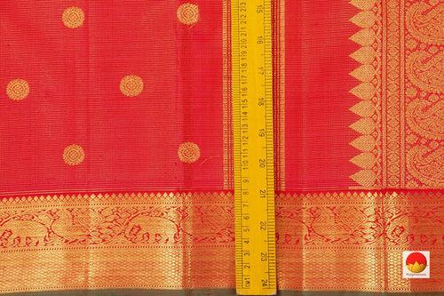 Red Kanchipuram Vairaoosi Silk Saree With Medium Border Handwoven Pure Silk For Wedding Wear PV NYC 1068