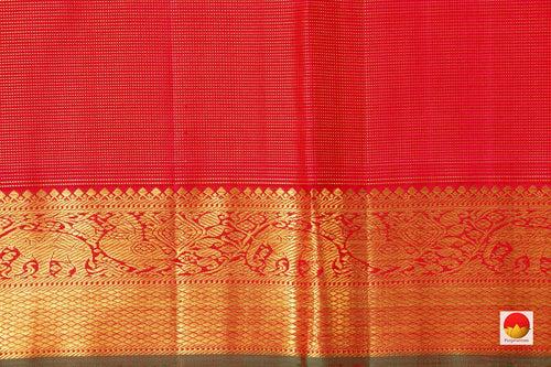 Red Kanchipuram Vairaoosi Silk Saree With Medium Border Handwoven Pure Silk For Wedding Wear PV NYC 1068