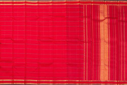 Red Veldhari Stripes Kanchipuram Silk Saree With Small Border Handwoven Pure Silk For Office Wear PV NYC 1019