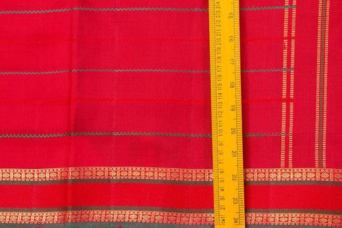 Red Veldhari Stripes Kanchipuram Silk Saree With Small Border Handwoven Pure Silk For Office Wear PV NYC 1019