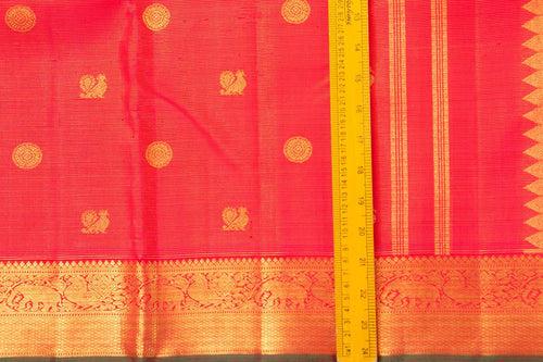 Red Zari Butta Kanchipuram Vairaoosi Silk Saree With Small Border Handwoven Pure Silk For Wedding Wear PV NYC 1013