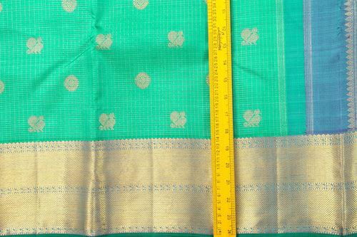Sea Green And Blue Kanchipuram Silk Saree With Medium Border Handwoven Pure Silk For Wedding Wear PV NYC 1002