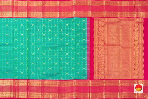 Sea Green And Pink Kanchipuram Silk Saree With Medium Border Handwoven Pure Silk For Wedding Wear PV NYC 1069