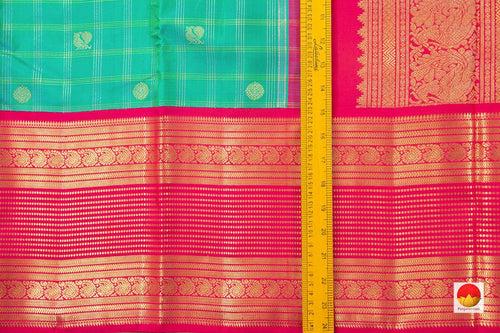 Sea Green And Pink Kanchipuram Silk Saree With Medium Border Handwoven Pure Silk For Wedding Wear PV NYC 1069