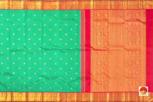 Sea Green And Red Kanchipuram Silk Saree With Medium Border Handwoven Pure Silk For Wedding Wear PV NYC 1001