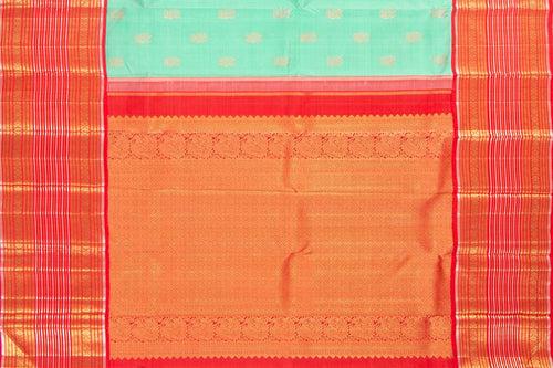 Sea Green And Red Kanchipuram Silk Saree With Small Border Handwoven Pure Silk For Wedding Wear PV NYC 1004