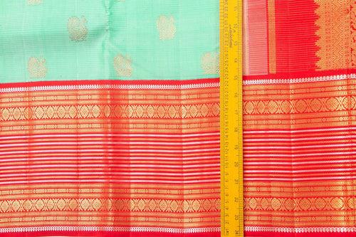 Sea Green And Red Kanchipuram Silk Saree With Small Border Handwoven Pure Silk For Wedding Wear PV NYC 1004