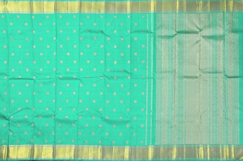 Sea Green Kanchipuram Silk Saree With Medium Border Handwoven Pure Silk For Wedding Wear PV NYC 1011