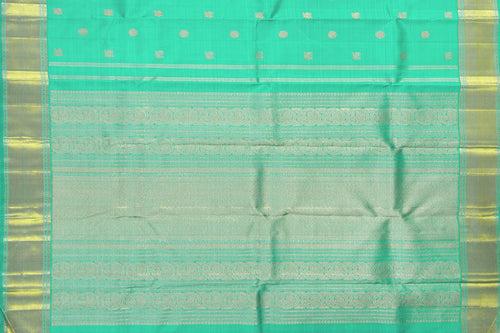 Sea Green Kanchipuram Silk Saree With Medium Border Handwoven Pure Silk For Wedding Wear PV NYC 1011