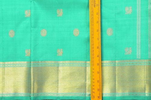 Sea Green Kanchipuram Silk Saree With Medium Border Handwoven Pure Silk For Wedding Wear PV NYC 1011