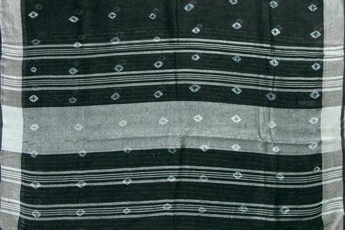 Shibori Black Pure Linen Saree Handwoven PL 2058