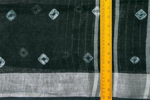 Shibori Black Pure Linen Saree Handwoven PL 2058