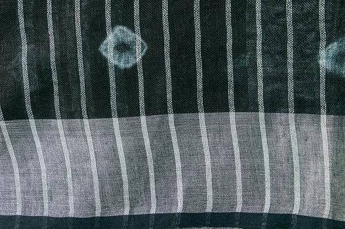 Shibori Black Pure Linen Saree Handwoven PL 2058