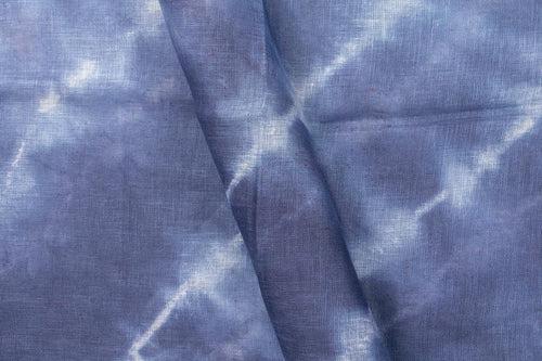 Shibori Blue Pure Linen Saree Handwoven PL 2059