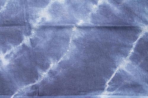 Shibori Blue Pure Linen Saree Handwoven PL 2059