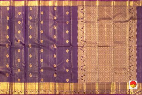 Violet Kanchipuram Vairaoosi Silk Saree With Morning Evening Border Handwoven Pure Silk For Wedding Wear PV NYC 1047