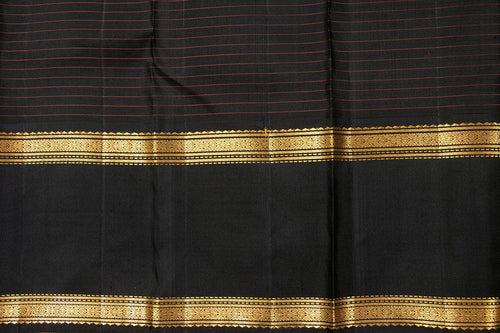 Yellow And Black Kanchipuram Silk Saree With Medium Border Handwoven Pure Silk For Party Wear PV NYC 1027