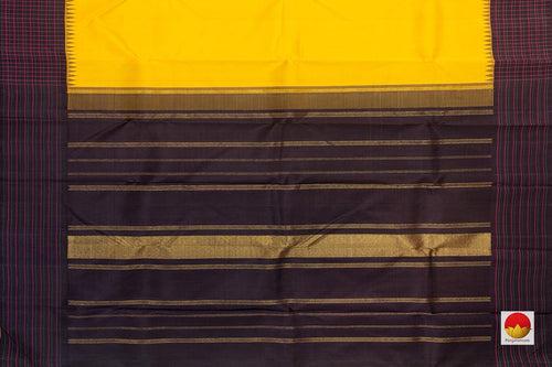 Yellow And Brown Kanchipuram Silk Saree With Medium Border Handwoven Pure Silk For Festive Wear PV NYC 998